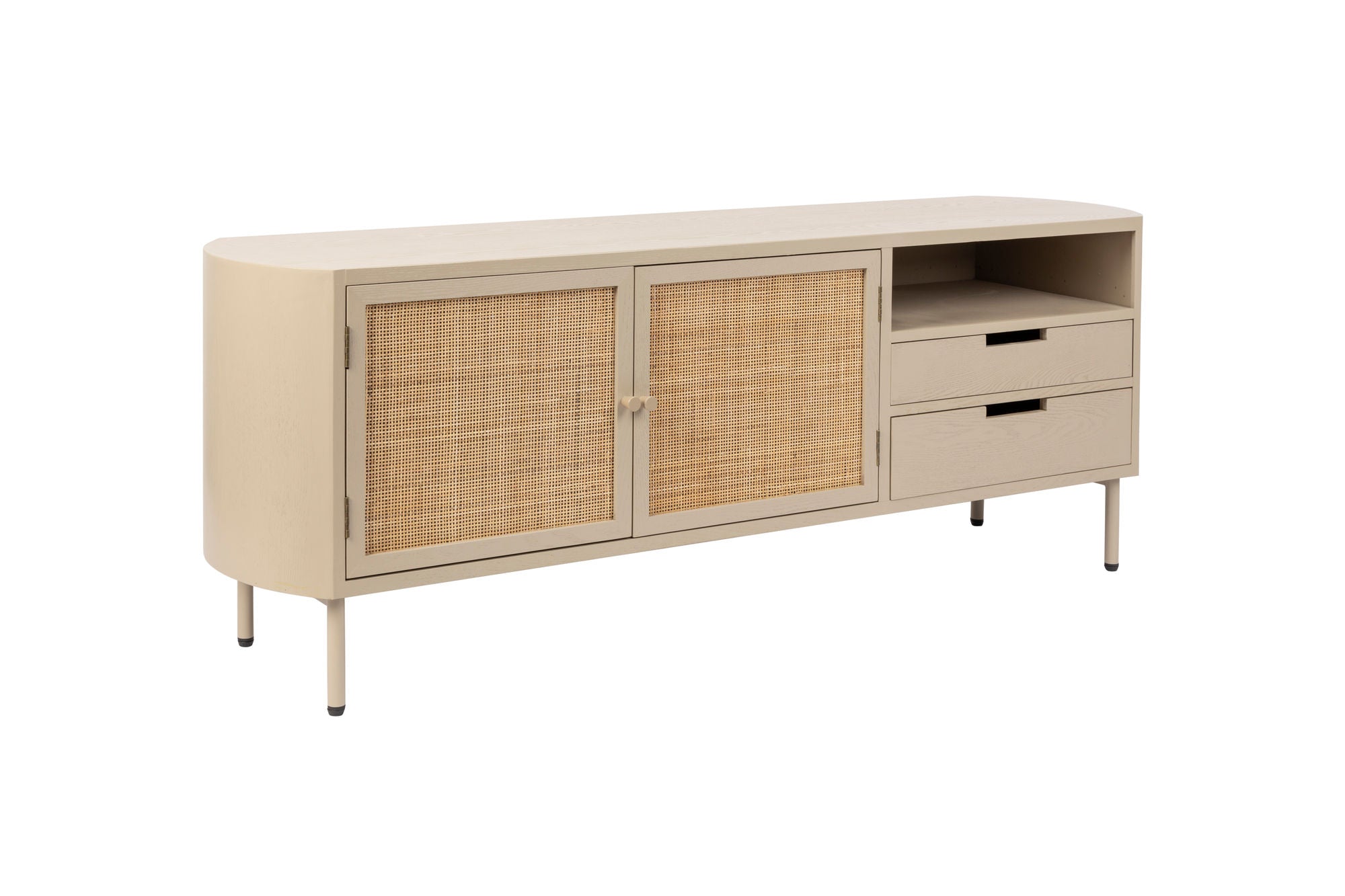 Amaya Beige Wood & Natural Rattan TV Unit
